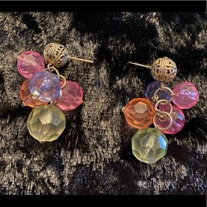 Silver toned embellished ball post w/ball dangles